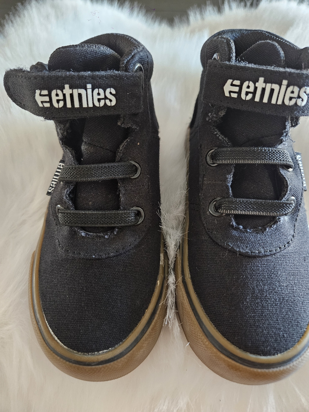 Etnies Kids Black Canvas Skate Shoes
